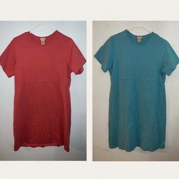 Bundle of Two L.L. Bean Dresses T-shirt style (Blue and Pink) - Picture 1 of 9